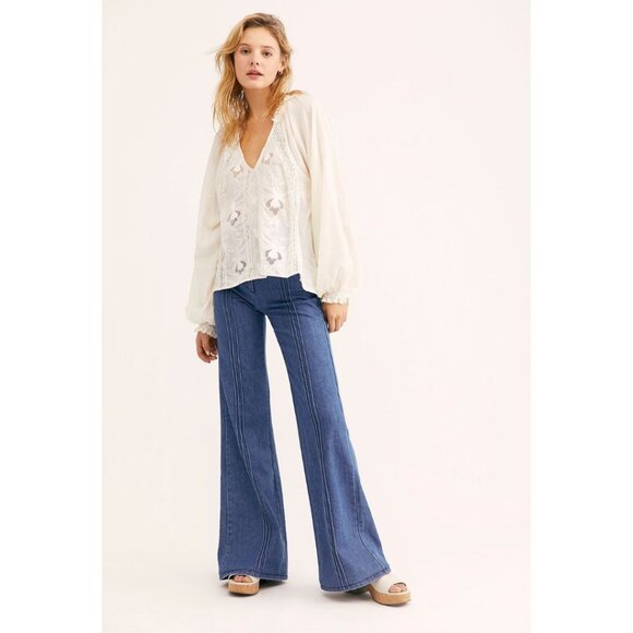 Free People Sivan Embroidered Top Ivory Size XS - Picture 3 of 8